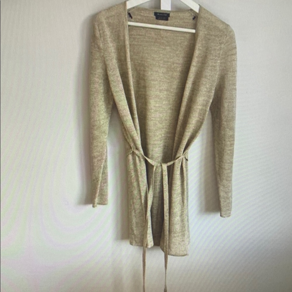 Massimo Dutti Beige Open-Front Sweater